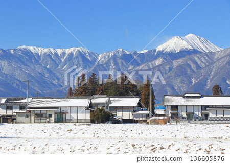 Snow Azumino and North Alps Snow Azumino and North Alps 136605876