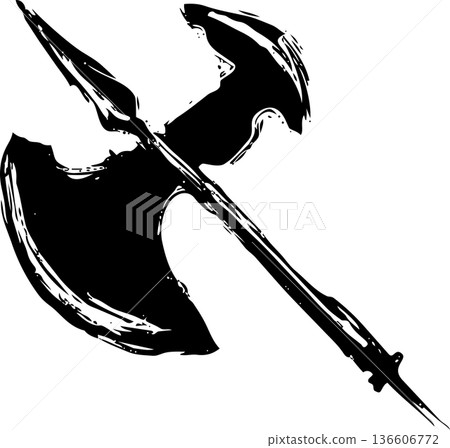 Axe hand-drawn ink weapon game icon illustration material 136606772