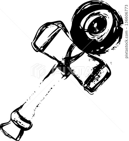 Hand-drawn ink-style icon illustration of a kendama 136606773