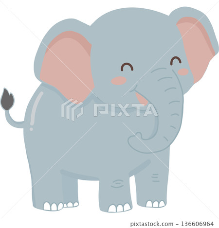 A cute little elephant is smiling for decoration on World Wildlife Day. 136606964