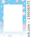 Light blue cherry blossom and petal frame 136606975