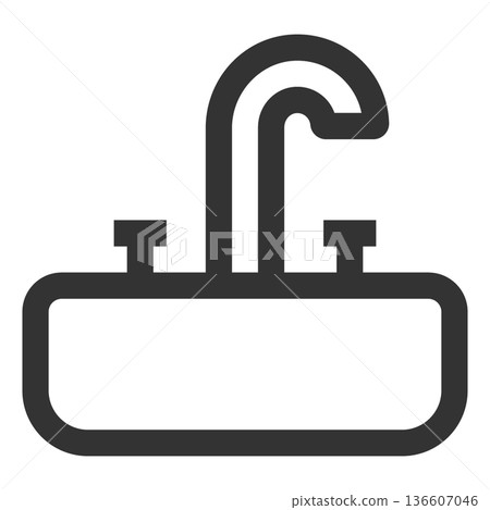 Washbasin icon (simple, line drawing, monochrome) 136607046