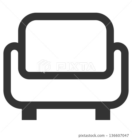 Sofa icon (simple, line drawing, monochrome) 136607047