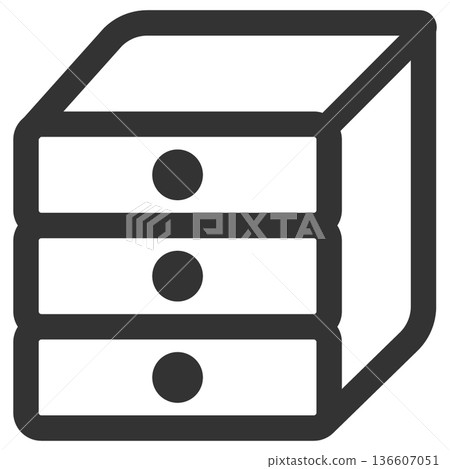 Chest of drawers icon (simple, line drawing, monochrome) Chest of drawers icon (simple, line drawing, monochrome) 136607051