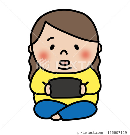 一個長發胖女孩在玩遊戲 136607129