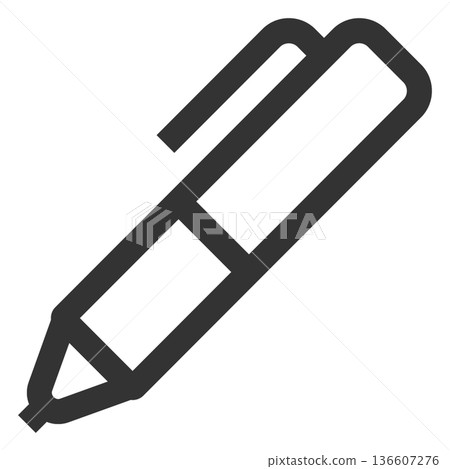 Pen icon (simple, line drawing, monochrome) 136607276