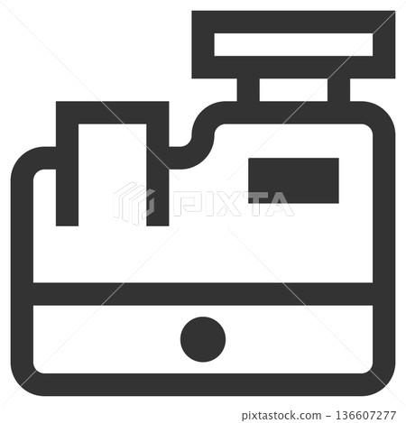 Cash register icon (simple, line drawing, monochrome) Cash register icon (simple, line drawing, monochrome) 136607277