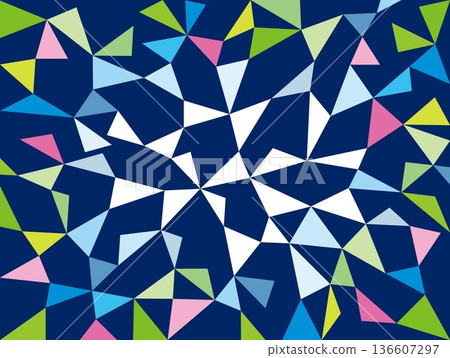 Geometric pattern, triangle, colorful, navy, light blue, white 136607297