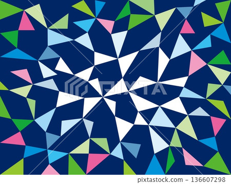 Geometric pattern, triangle, colorful, navy, light blue, white 136607298