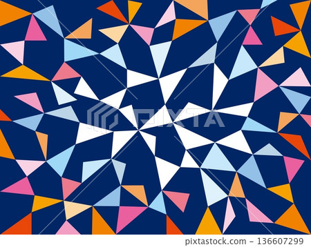 Geometric pattern, triangle, colorful, navy, light blue, white 136607299