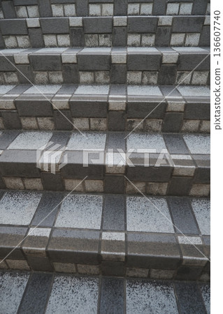 Monochrome tile staircase texture and geometric pattern Monochrome tile staircase texture and geometric pattern 136607740