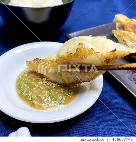 Just before eating the gyoza Just before eating the gyoza 136607746