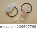 Rabbit hair tie and angel wing resin parts 136607766