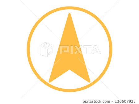 Upward cursor in a circular frame, a symbol indicating navigation and direction, a business concept of growth and progress Upward cursor in a circular frame, a symbol indicating navigation and direction, a business concept of growth and progress 136607925