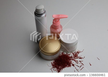 Saffron threads jar. macro photography of saffron spice. High quality 4k footage 136608461
