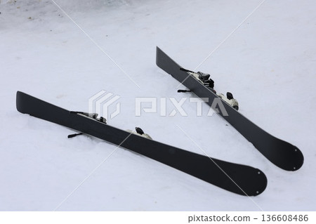 a skier on a snowy slope. High quality photo a skier on a snowy slope. High quality photo 136608486