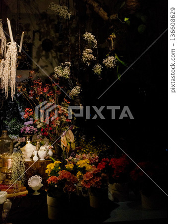 Flower shop at night Flower shop at night 136608629