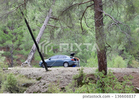 Mountain dirt road. High quality photo Mountain dirt road. High quality photo 136608837