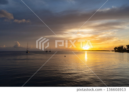 Sunset Over Tahaa Island, French Polynesia Sunset Over Tahaa Island, French Polynesia 136608913