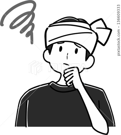 憂心忡忡的居酒屋男服務生插圖 136609333