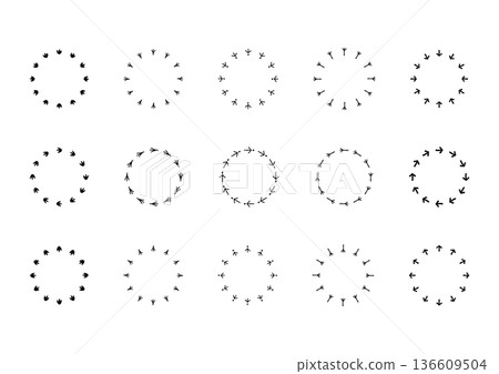 一組1套手繪圓形相框，靈感來自鳥爪印 136609504