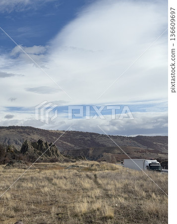 Rocky landscape thistles. High quality photo Rocky landscape thistles. High quality photo 136609697