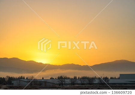 Azumino just before sunrise [January] 136609720