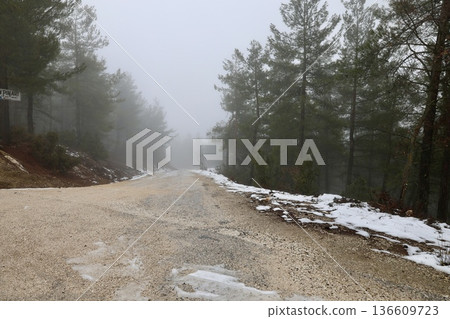 Misty mountain road. High quality photo Misty mountain road. High quality photo 136609723