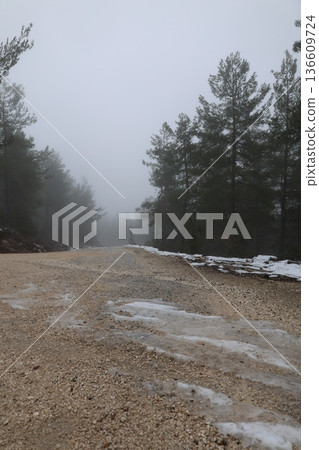 Misty mountain road. High quality photo Misty mountain road. High quality photo 136609724