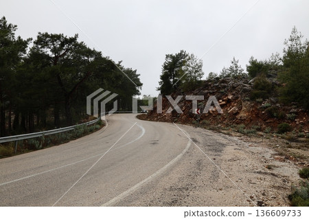 Misty mountain road. High quality photo Misty mountain road. High quality photo 136609733