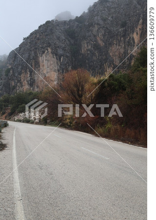 Misty mountain road. High quality photo Misty mountain road. High quality photo 136609779