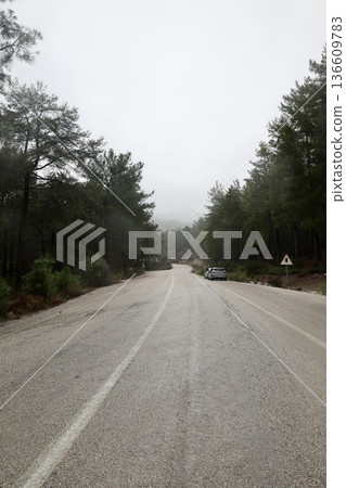 Misty mountain road. High quality photo Misty mountain road. High quality photo 136609783
