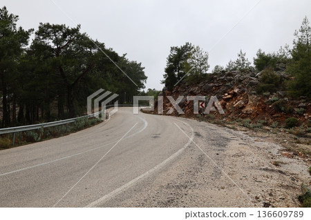 Misty mountain road. High quality photo Misty mountain road. High quality photo 136609789