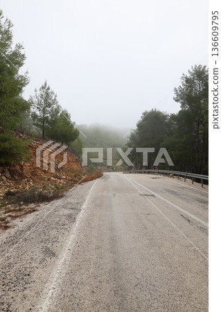 Misty mountain road. High quality photo Misty mountain road. High quality photo 136609795