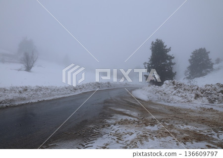 Misty mountain road. High quality photo 136609797