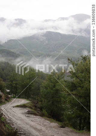 Misty mountain road. High quality photo 136609838