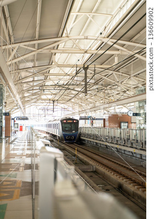A train stopping at a Jakarta MRT station A train stopping at a Jakarta MRT station 136609902