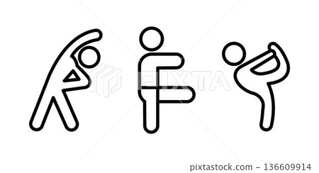 Stretching icon. Thin line stretching icon from sport and game collection. Outline vector isolated on white background. Editable stretching symbol can be used web and mobile Stretching icon. Thin line stretching icon from sport and game collection. Outline vector isolated on white background. Editable stretching symbol can be used web and mobile 136609914