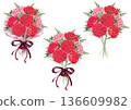 Carnation bouquets for Mother's Day, wrapped and unwrapped 136609982