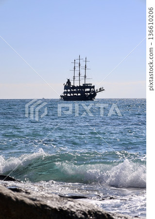 Pirate ship coast tourists, tour, sea tour Pirate ship coast tourists, tour, sea tour 136610206