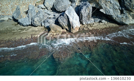Cliffside forest coastline. High quality photo Cliffside forest coastline. High quality photo 136610230
