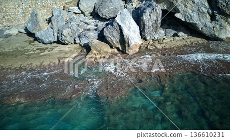 Cliffside forest coastline. High quality photo 136610231