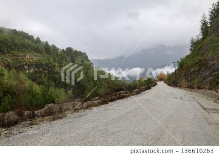 Misty mountain road. High quality photo 136610263