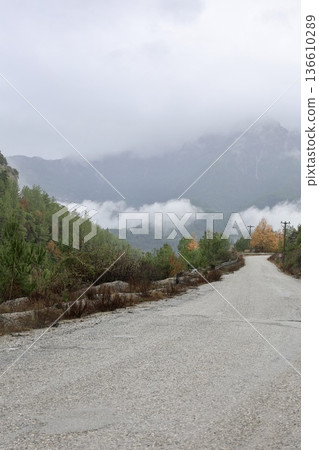 Misty mountain road. High quality photo 136610289