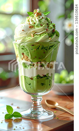 Matcha parfait 136610684