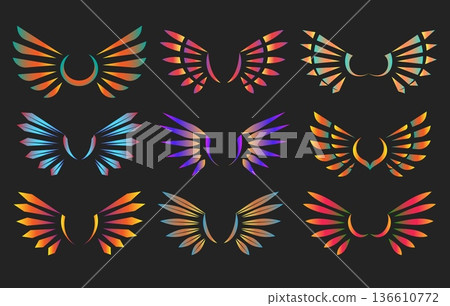 Vibrant wing icons Vibrant wing icons 136610772
