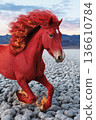 Red Fiery Horse galloping across cracked earth landscape symbolizing 2026 136610784