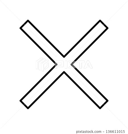Cross sign icon for prohibited or rejected 136611015