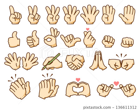 Hand icon set color Hand icon set color 136611312