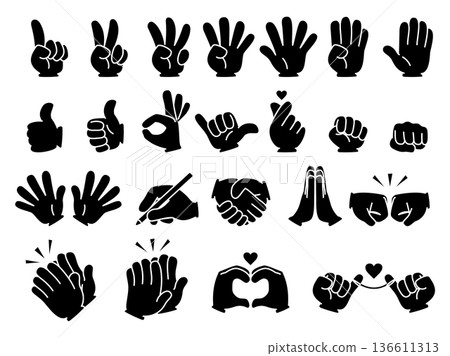 Hand icon set silhouette Hand icon set silhouette 136611313